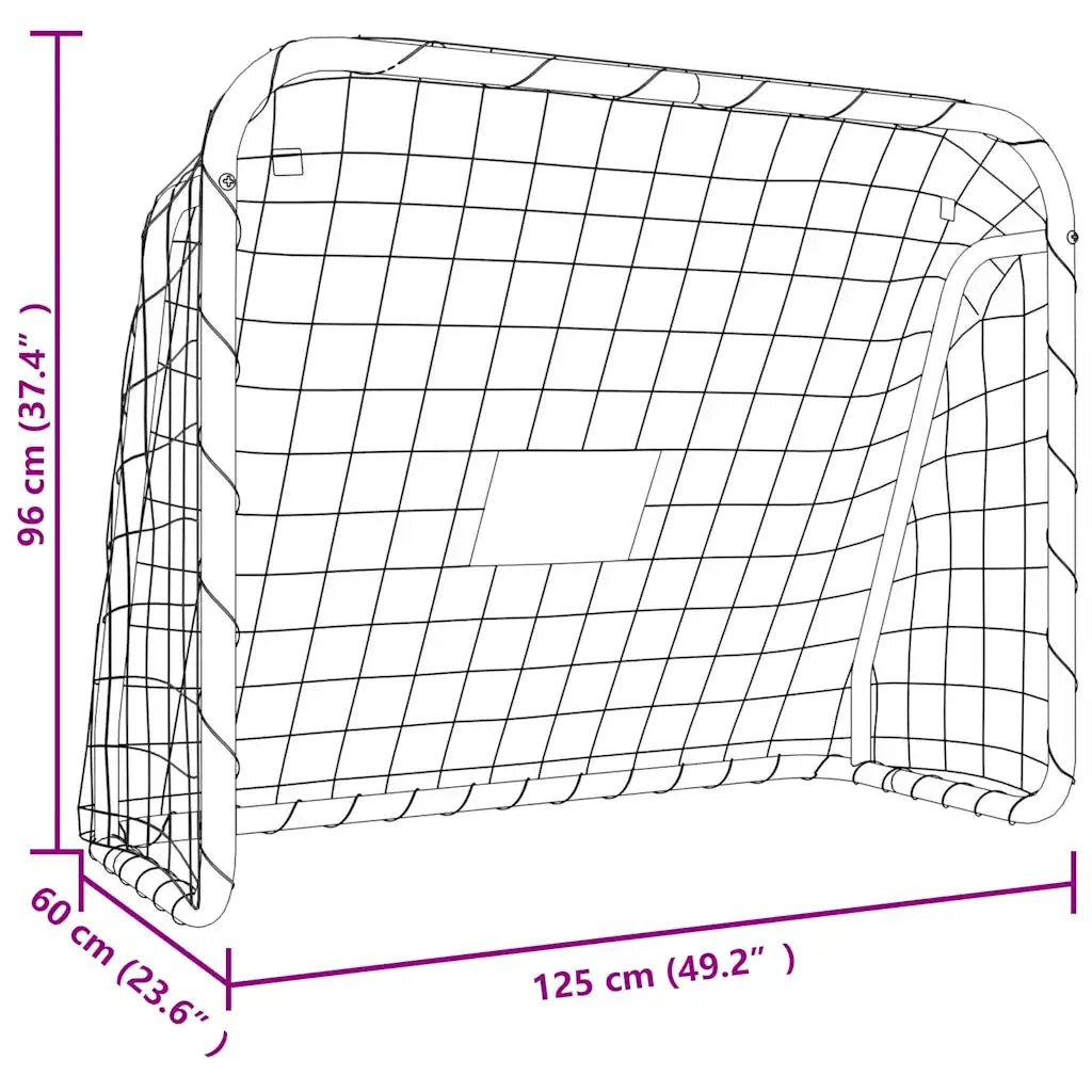 Porta da Calcio con Rete Bianca 125x96x60 cm Acciaio Poliestere CFW9469044