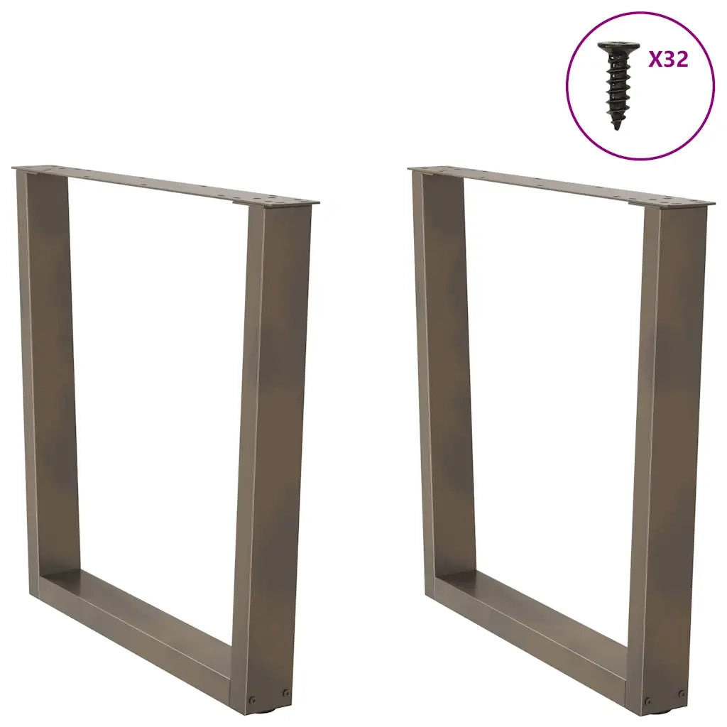 Gambe per tavolo da pranzo a forma di V 2 pz in acciaio naturale 90x(72-73,3) cm 4012655