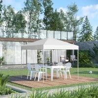 Gazebo Pieghevole 2.5 x 2.5 m Impermeabile con Corde e Picchetti, in Acciaio e Tessuto Oxford, Bianco