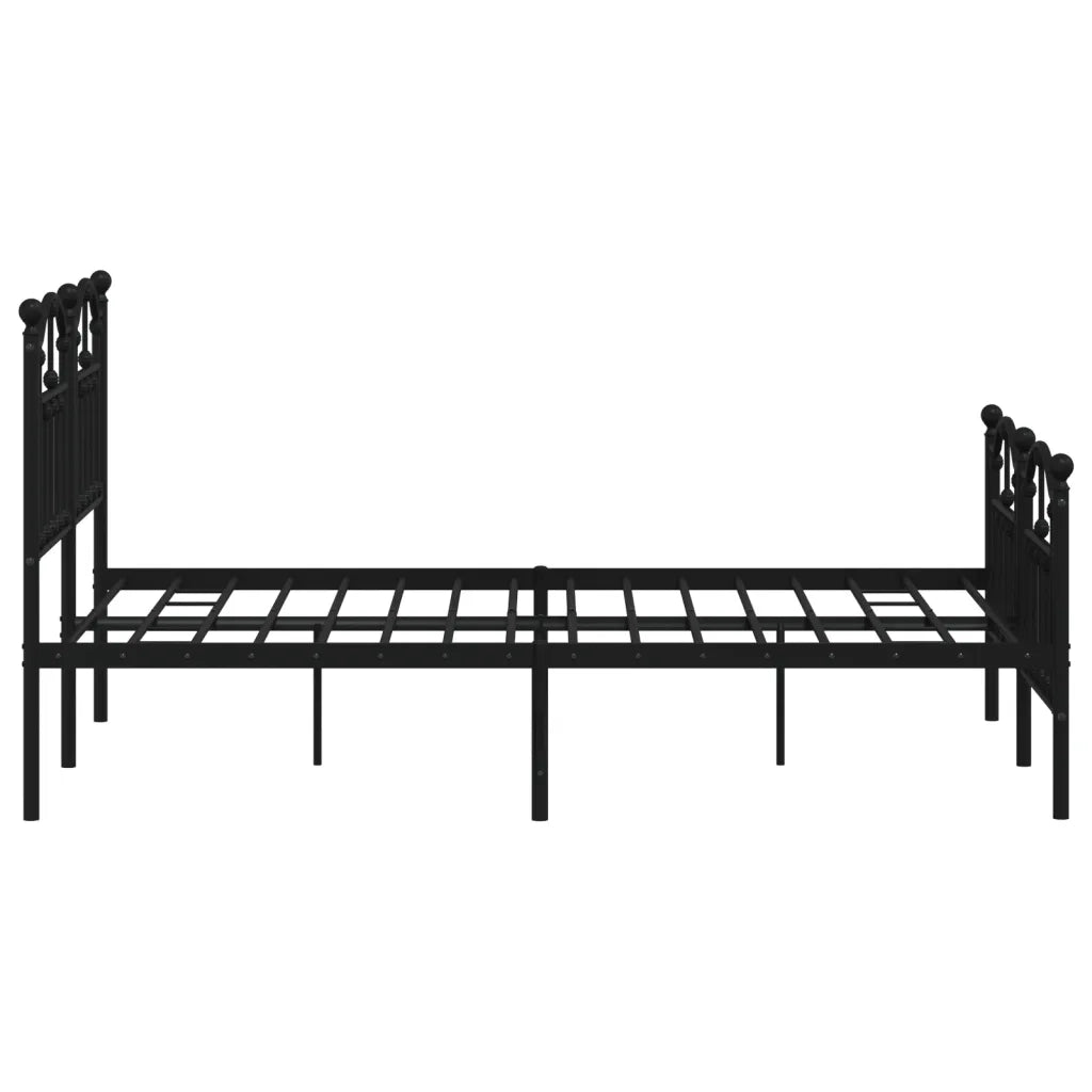 Giroletto con Testiera e Pediera-Struttura Letto Metallo Nero 120x190 cm 376842