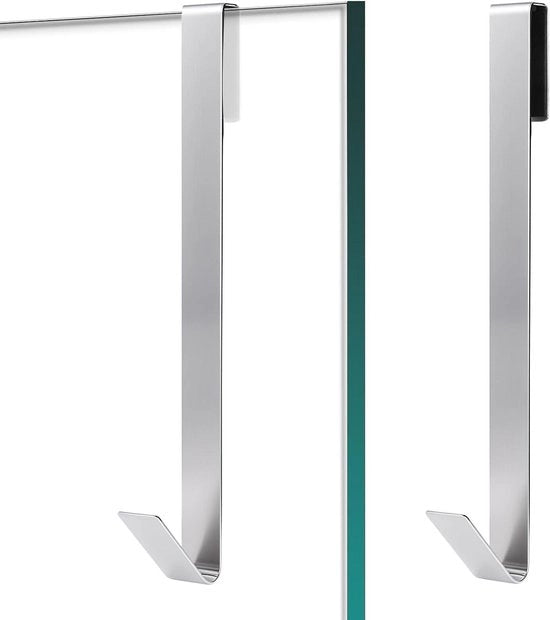 Accessorio per bagno - Haken per doccia 10 pollici - Fissi per porta senza forare - Maniglia per doccia in vetro - Argento - Asciugamano - Grembiule da bagno