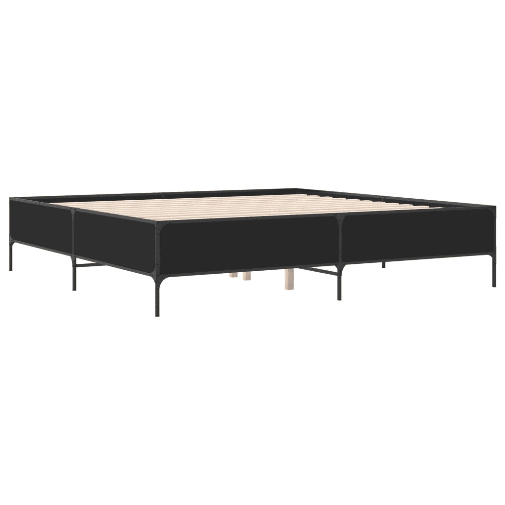 Giroletto-Struttura Letto Nero 180x200 cm in Legno Multistrato e Metallo 106604