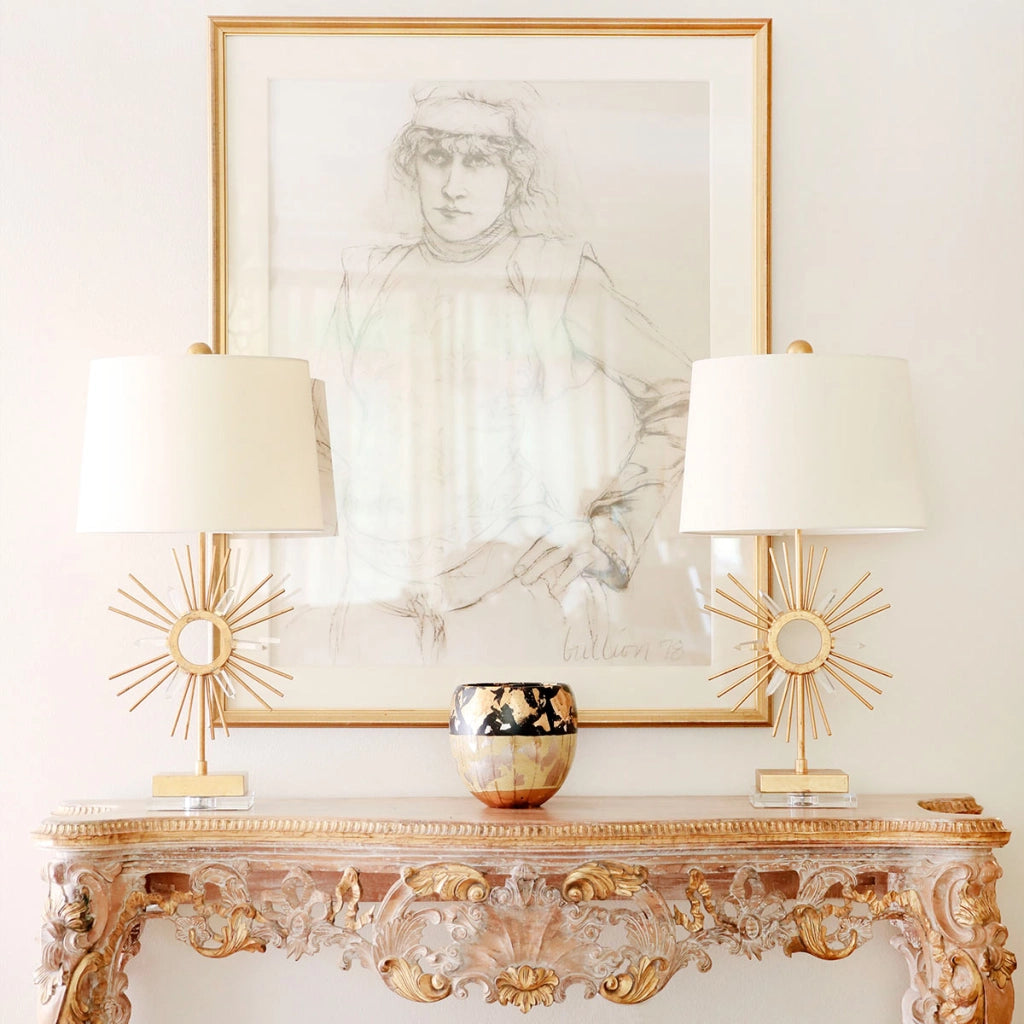 Lampada da tavolo oro Sun King cristalli Gilded Nola E27 60W