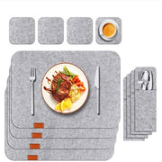 Set di tappeti di tavola, composto da 4 pezzi, resistente al calore e antiscivolo, inclusi piedini e sacchetto per posate, adatto per cucine e tavoli da pranzo, 30*41cm, grigio chiaro