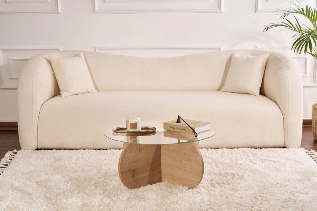 Cugnoli, Tavolino da Salotto Forma Rotondo, 75x75x35h cm Marrone Rovere