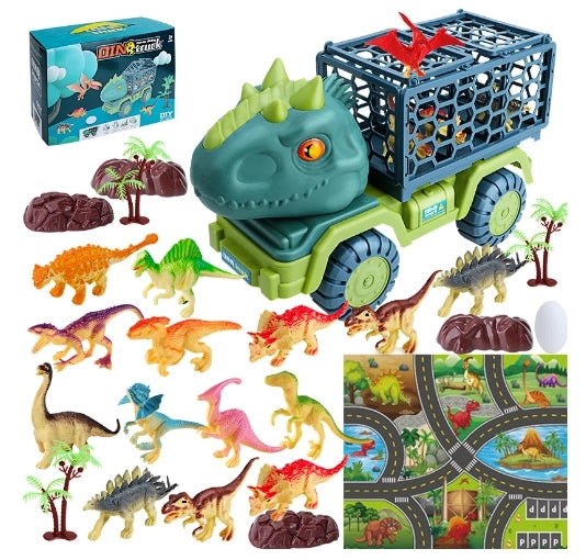 Camion trasporto dinosauri con 15 dinosauri e tappeto gioco
