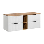 Set di mobili da bagno NOXERA 140 cm con 2 nicchie – Bianco opaco e rovere wotan