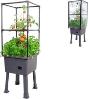 Casa di Coltivo Elevata – Cassetto di Fioritura in Plastica su Zampe – Compreso Frame Regolabile – Mini Giardino con Copertura Rimovibile – Sistema di Irrigazione – 116 cm