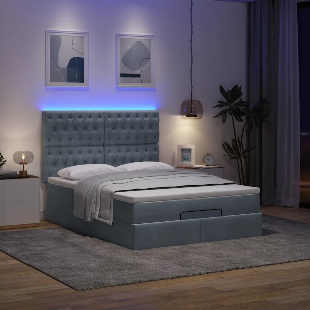 Struttura Letto Pouf con Materassi 140x200 cm in Velluto 3314397