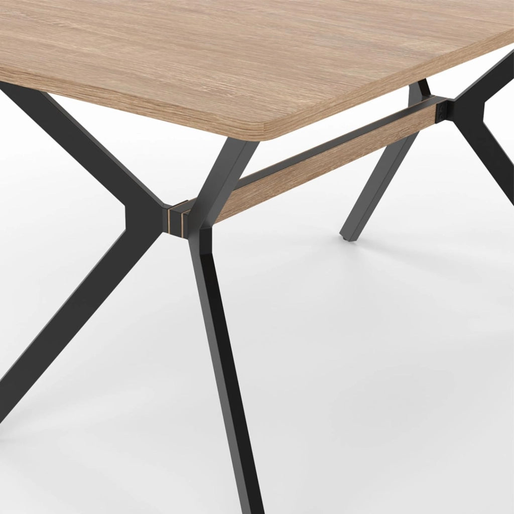 Tavolo da pranzo rettangolare LOUISON 8 persone legno e nero design industriale 160 cm