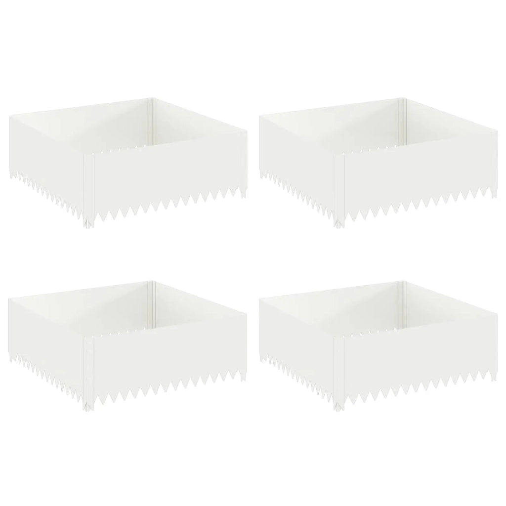 Bordura per Prato 4 pz 100 x 100 x 35 cm Acciaio Bianco 8008976