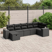 vidaXL Set Divani da Giardino con Cuscini 7pz Nero Polyrattan