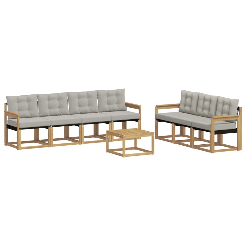 Set di divani da esterno 8 pz Bianco e Grigio Chiaro 3389277
