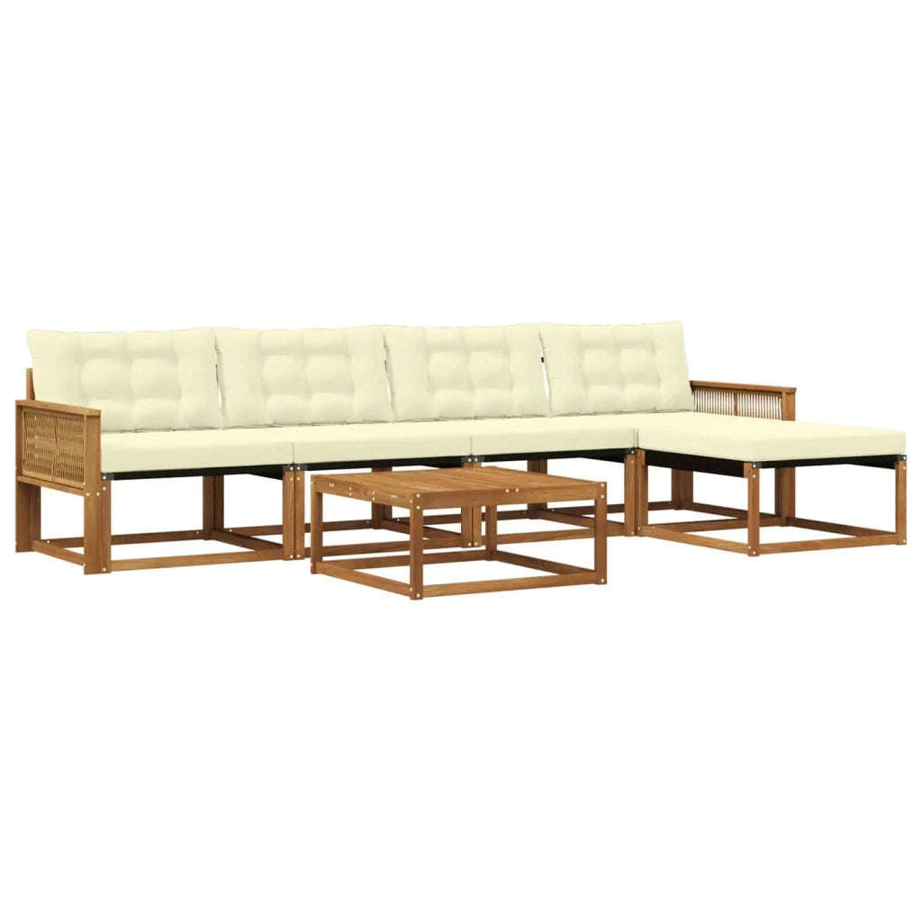 Set di divani da esterno con cuscino 6 pcs Naturale e Crema