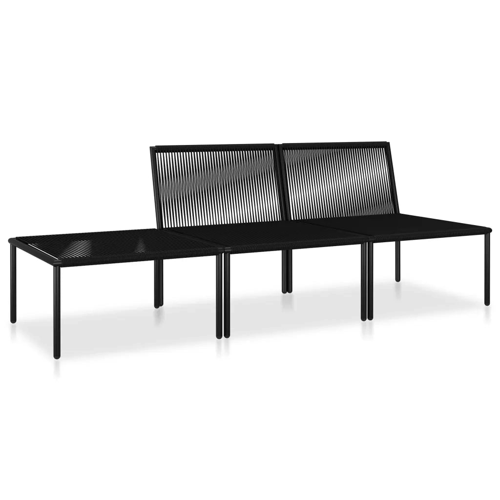 Set Divani da Giardino 3 pz | Set Salotto da Giardino con Cuscini Neri in PVC