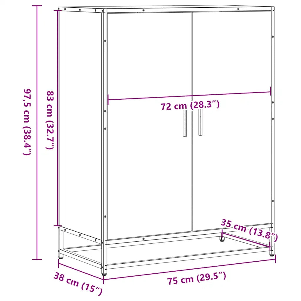 Scarpiera | Mobile per scarpe Rovere Fumo 75x38x97,5 cm Legno Multistrato Metallo