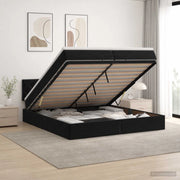 Letto Ottomano con Materasso e LED Nero 200 x 200 cm Velluto 3457235