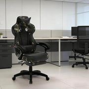 Sedia gaming ergonomica reclinabile con poggiapiedi nero e verde