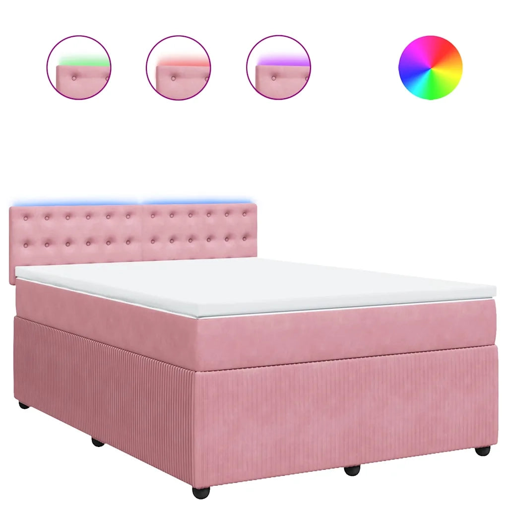 Giroletto a Molle con Materasso Rosa 140x190 cm in Velluto