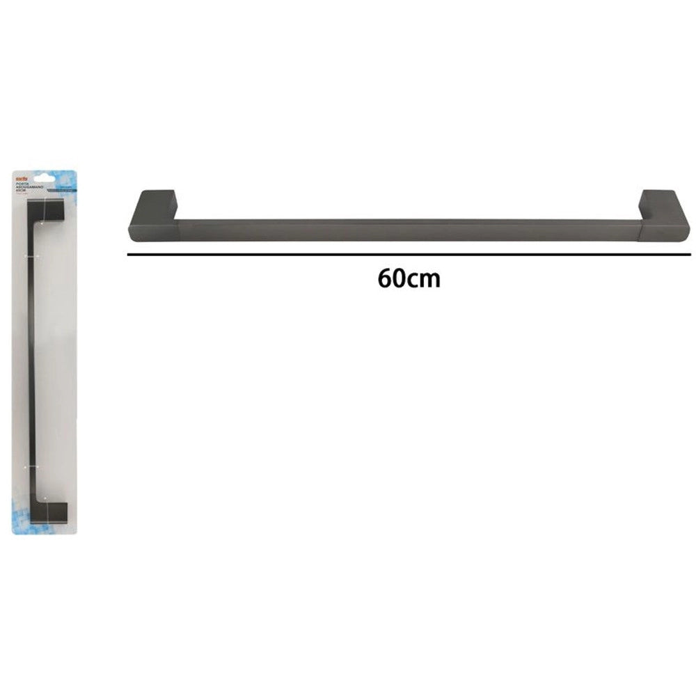Trade Shop - Porta Asciugamano Lungo 60cm A Parete Stilizzato Acciaio Grigio Accessorio Bagno 87944 -