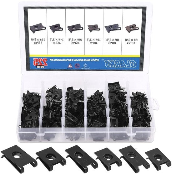 Kit di accessori per U-groef - 6 misure U-clips neri per pannello porta interno auto