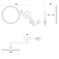 Lineabeta - Specchio ingranditore a parete Mevedo 3x snodato con luce a led