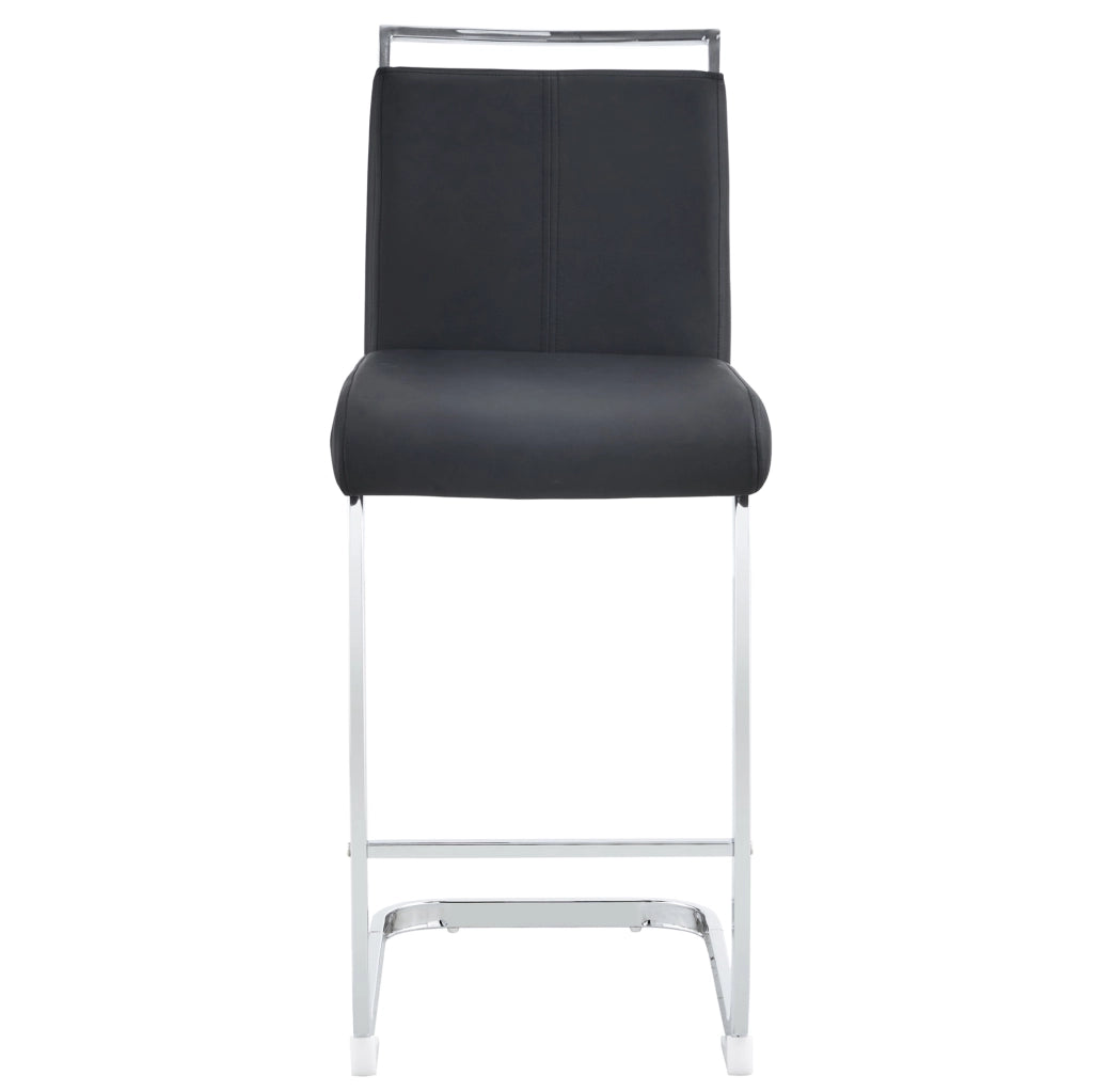 Set di 2 sgabelli da bar in PU nero con gambe argento