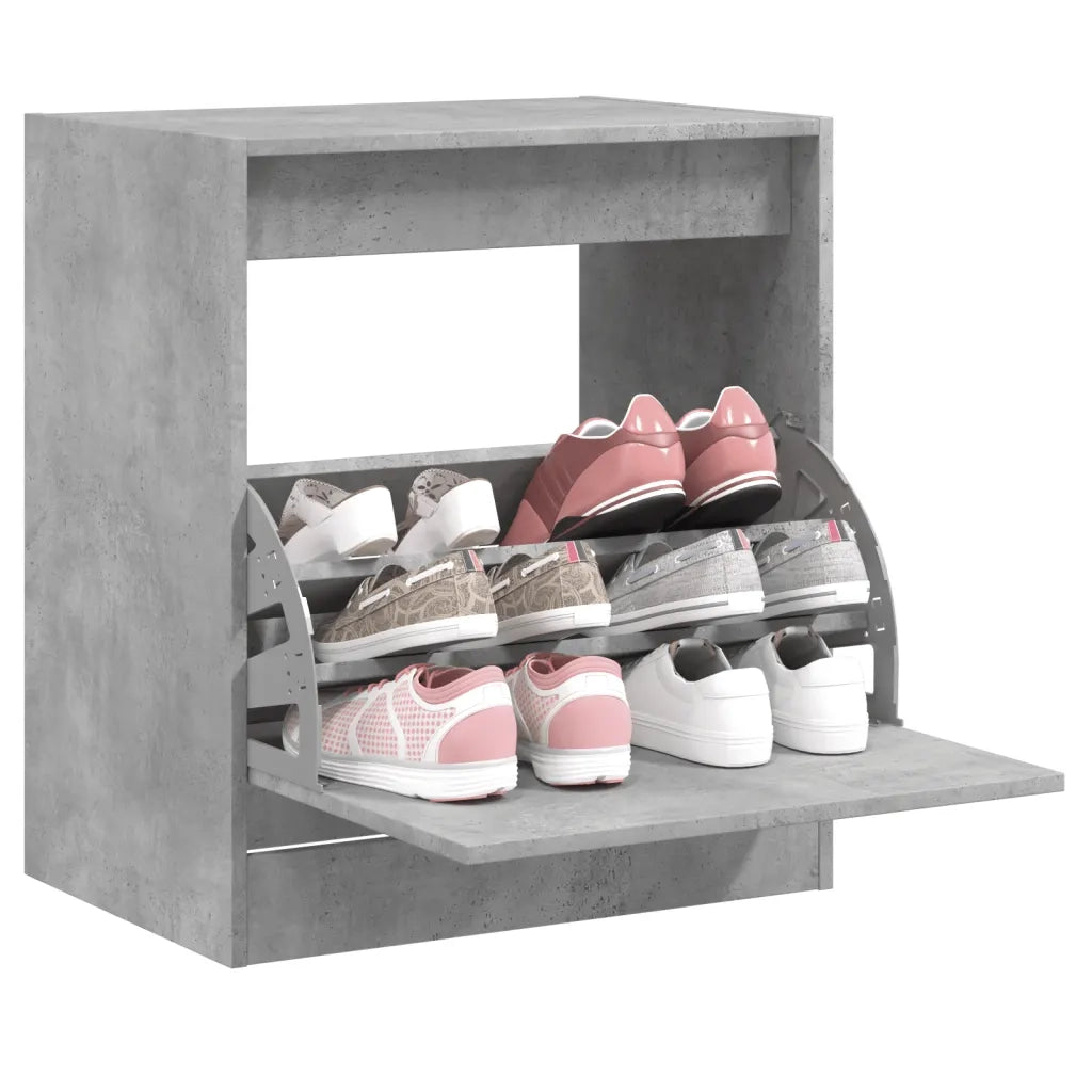 Scarpiera-Scaffale per scarpe Grigio Cemento 60x42x69 cm in Legno Multistrato