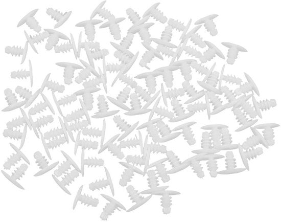 100 pezzi di Clip in plastica - Bevono perfetti - Bianchi - Per auto - Ideali per la montaggio - Fori 5mm