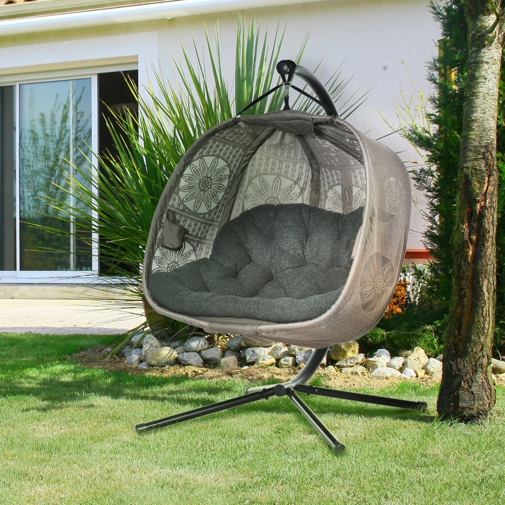 POLTRONA SOSPESA 2 POSTI 132x126x172 cm Sabbia con cuscino
