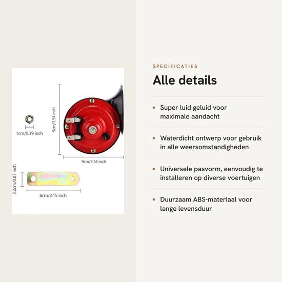 Autoclaxon Super Luide 300 dB - 12V Fischietto Acquatico - Sonoro - Doppia Fiamma - Materiale ABS - Forma Universale - Duraturo - Fischietto per Auto