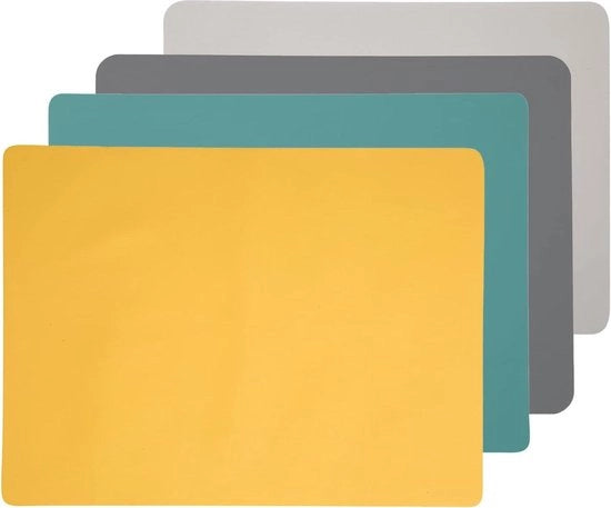 Set di 4 pannelli di gomma siliconica rettangolari - resistente al calore - lavabile - antiscivolo - resistente alle macchie - piastra di protezione per la cucina - mix