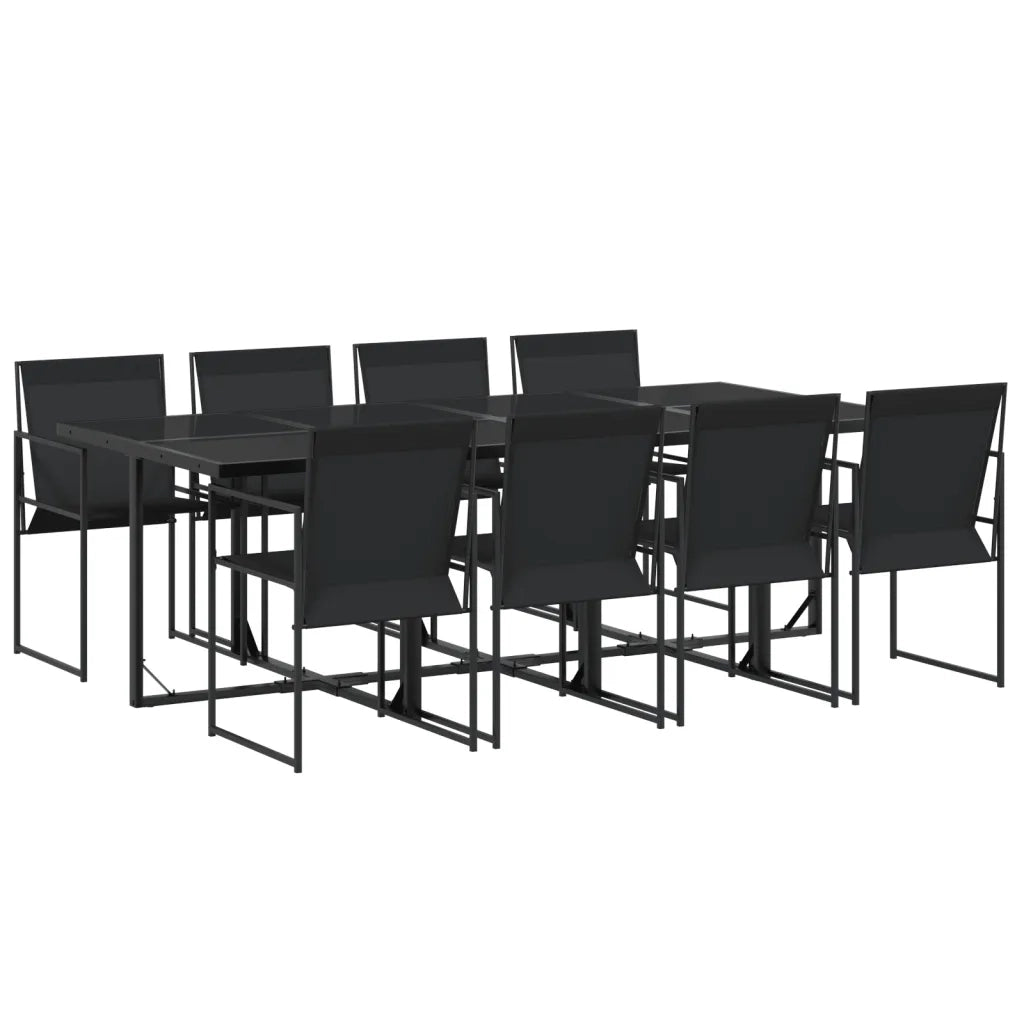 vidaXL Set da Pranzo da Giardino 9 pz Nero in Textilene