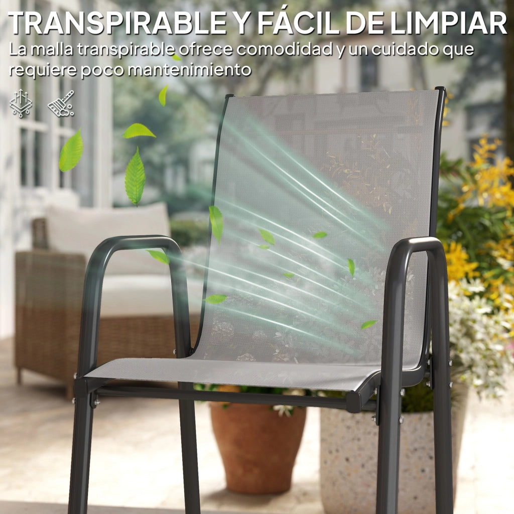 Sedia da giardino esterna impilabile con braccioli ¨C zephmum ¨C grigio