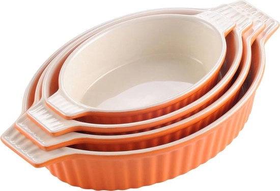 Piatti per Lasagna, Stufati e Quiche in Cotto Porcellanato Durevole, Resistente a Lavastoviglie, Forno, Microonde e Congelatore con Maniglie Facili da Afferrare e Superficie Antiscivolo.