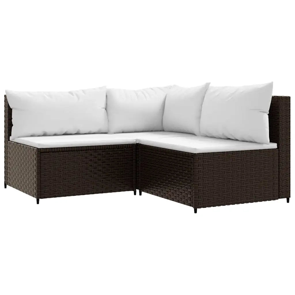 Set Mobili da Giardino 3 pz con Cuscini in Polyrattan Marrone CFW3196160
