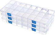 Set di 3 contenitori di archiviazione - Grande scatola di plastica trasparente per perle - 33 x 16 x 3 cm - Pareti divisorie regolabili