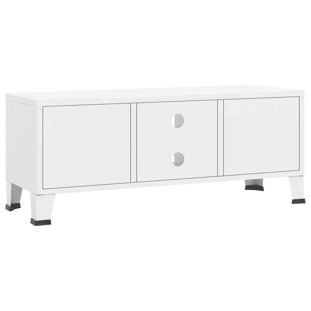 Mobile TV-Credenza TV-Console TV Industriale Bianco 105x35x42 cm in Metallo