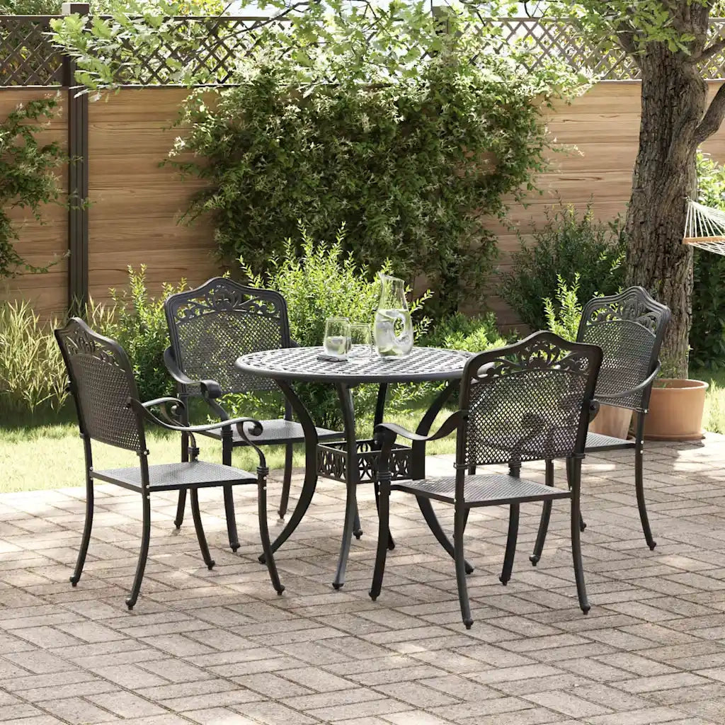 Set da Pranzo per Giardino 5 pcs Nero Alluminio 3334701