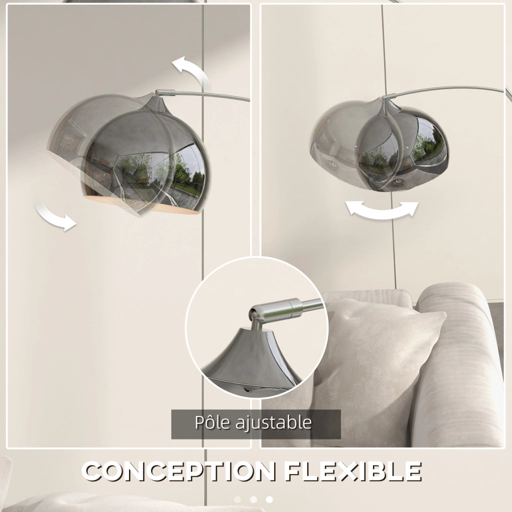 Lampada da terra arco in marmo regolabile ¨C zephmum ¨C 100-115x30x170-180 cm nero grigio