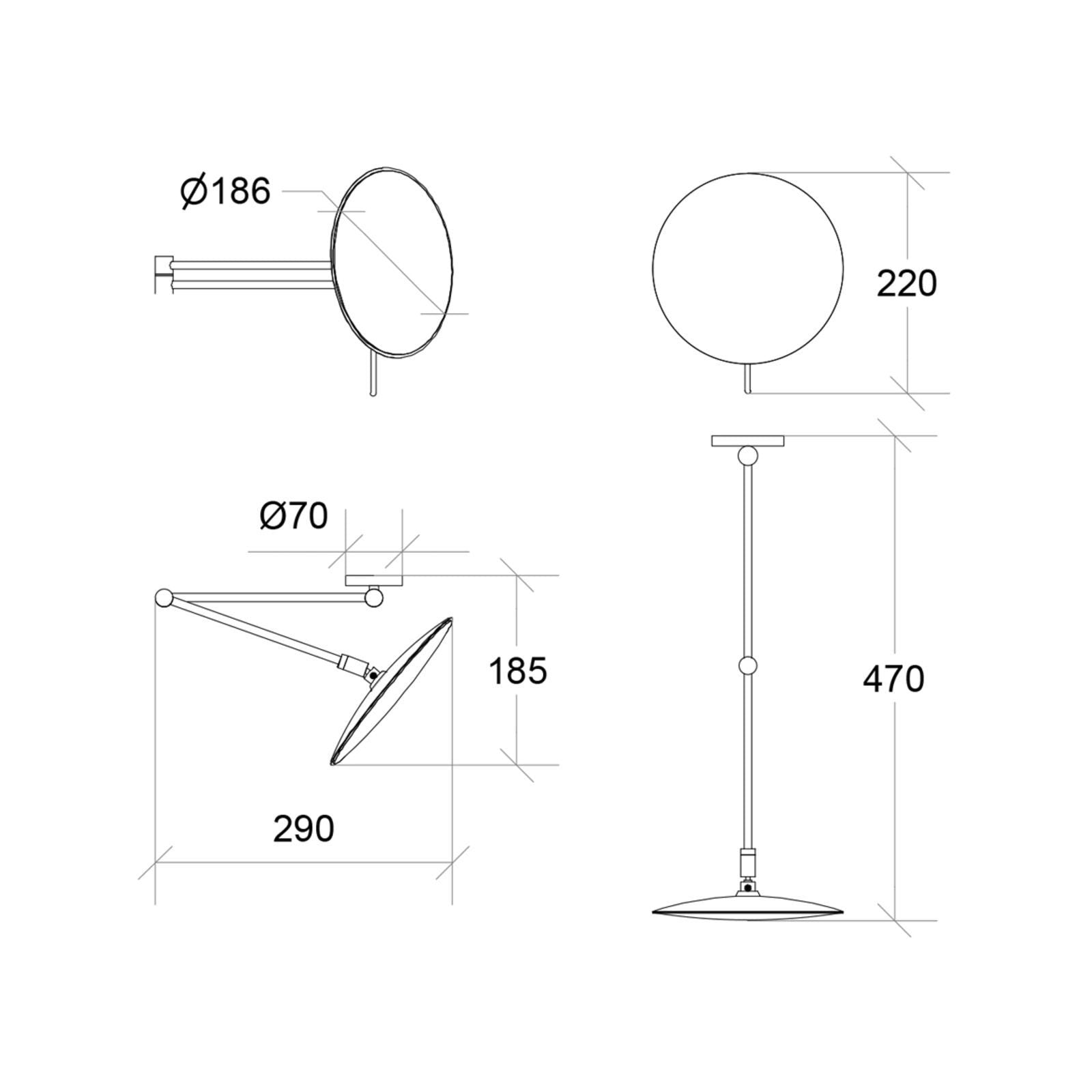 Lineabeta - Specchio ingranditore 3X snodato a parete Mevedo