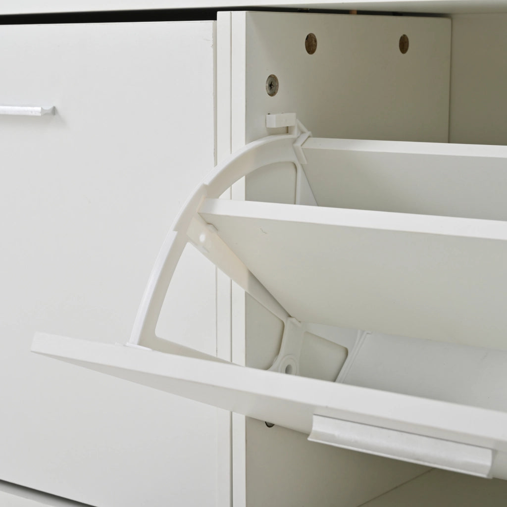 GUARDAROBA Set da 4 pezzi 90x30x41,5 cm con specchio e scarpiera Bianco