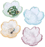 Piatto Decorativo a Foggia di Fiori - 4 Pezzi/Confezione - Materiale Ceramico - Supporto per Anelli - 8,4 cm - Compattato e Estetico - Piatto per Oreficeria