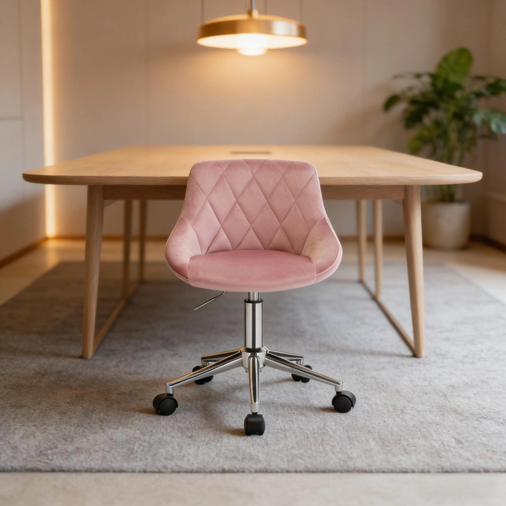 SEDIA UFFICIO Girevole con Ruote, Altezza Regolabile, Rosa, 69,5-77 cm