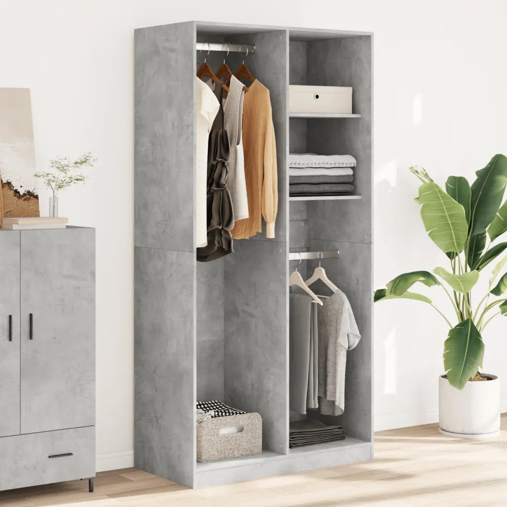 Armadio Grigio Cemento 100x50x200 cm in Legno Multistrato