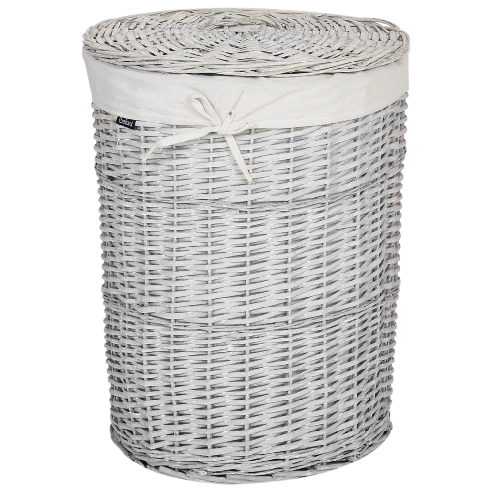 Set di 5 cesti per la biancheria in legno di salice moderno bianco stile moderno