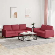 Set di Divani 2 pz con Cuscini Rosso Vino in Similpelle 3201763