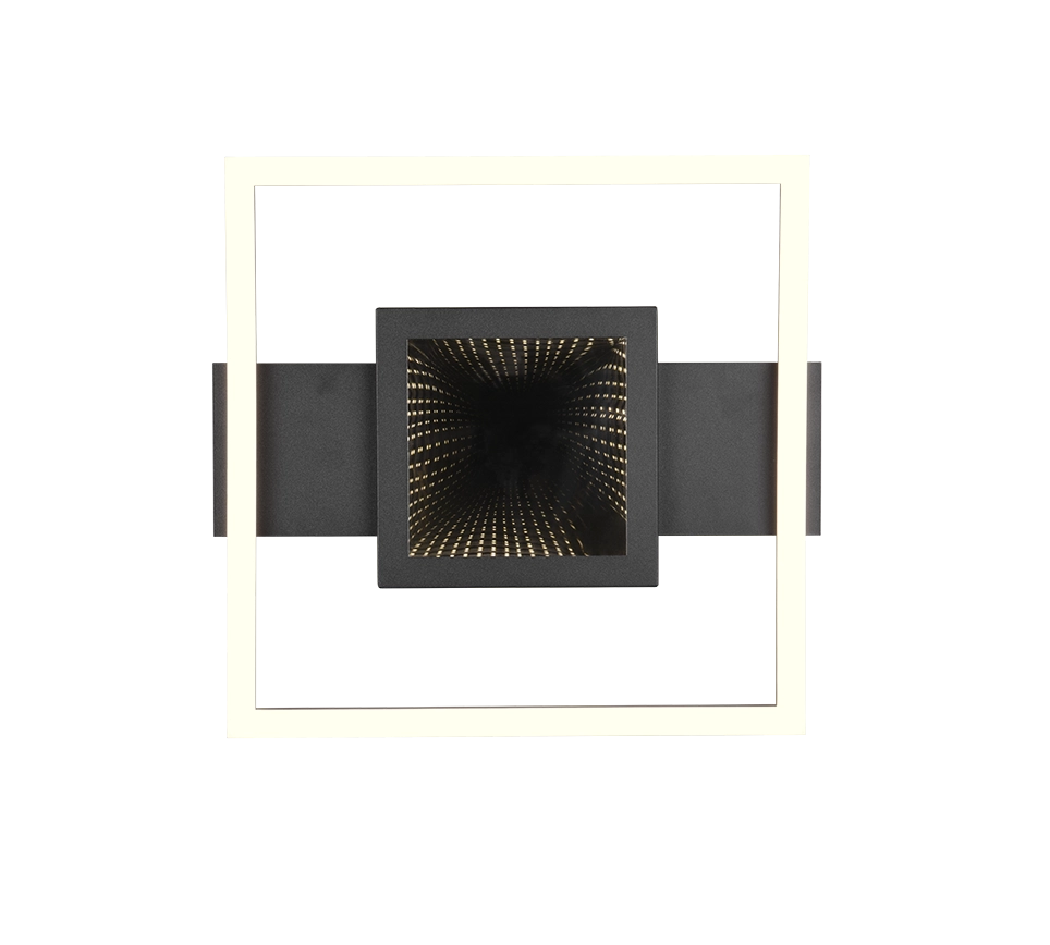 Plafoniera LED quadrata, metallo, nero, 35x35 cm, Wheeler