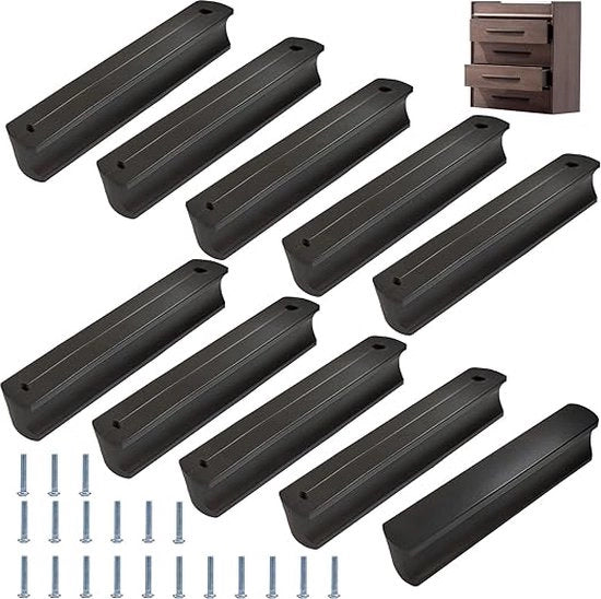 Maniglie per mobili 10 pezzi nero 96 mm, maniglie a mano per armadi, testa rotonda tipo maniglia in acciaio inox, con 20 viti, per armadi, bagni, cucine, camere da letto