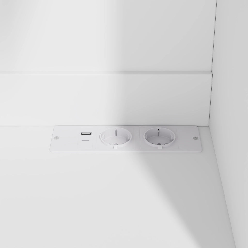 BUFFET 100x40x175 cm Bianco in truciolare con prese USB-A/USB-C e portabicchieri